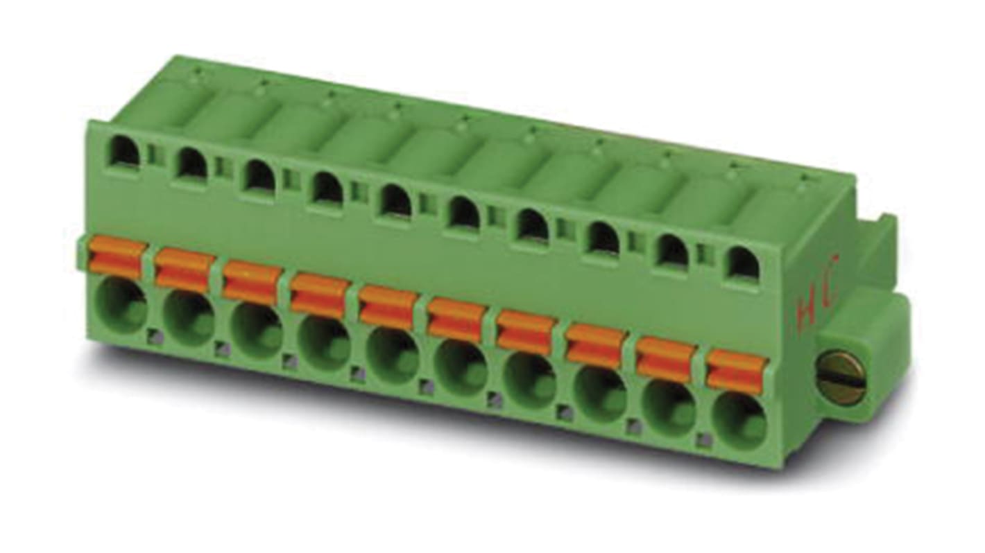 Phoenix Contact 5mm Pitch 6 Way Pluggable Terminal Block, Plug, Spring Cage Termination