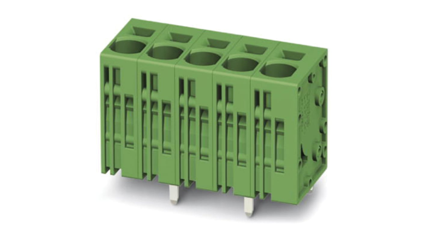 Phoenix Contact SPT 5/ 7-V-7.5-ZB Series PCB Terminal Block, 7-Contact, 7.5mm Pitch, Through Hole Mount, Spring Cage
