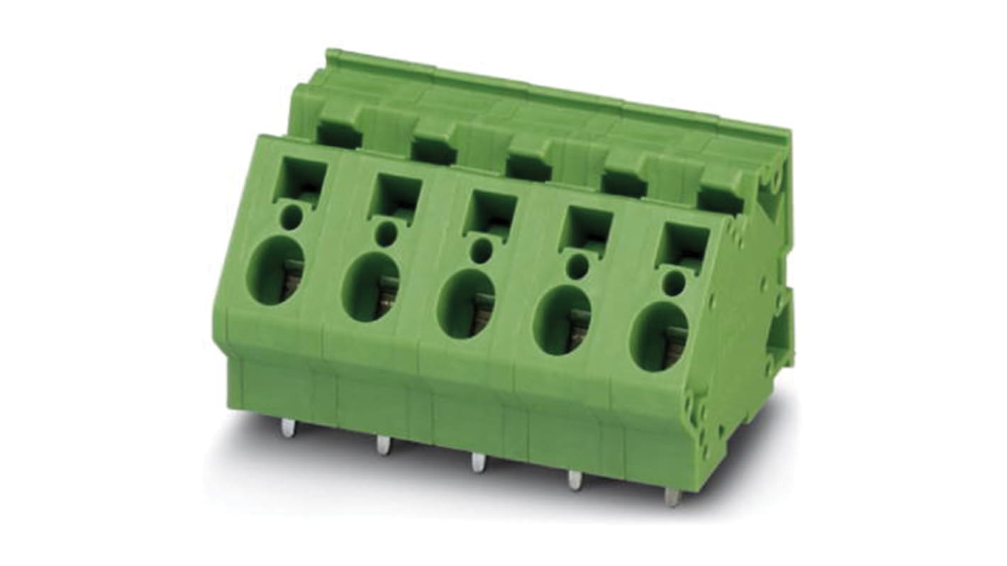 Phoenix Contact ZFKDSA 4-10-2 Series PCB Terminal Block, 2-Contact, 10mm Pitch, Through Hole Mount, Spring Cage