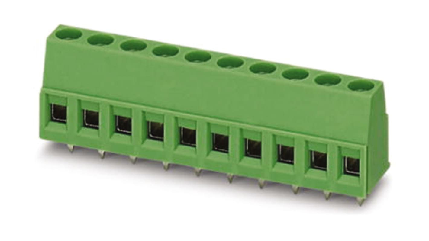 Phoenix Contact MKDSP 1.5/ 2 Series PCB Terminal Block, 2-Contact, 5mm Pitch, Through Hole Mount, Screw Termination