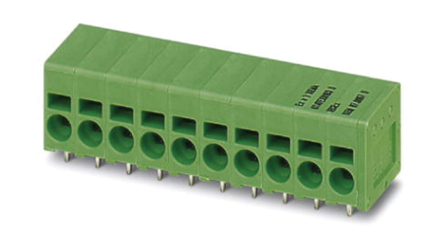 Phoenix Contact SPT 2.5/ 8-H-5.0-EX Series PCB Terminal Block, 8-Contact, 5mm Pitch, Through Hole Mount, Spring Cage