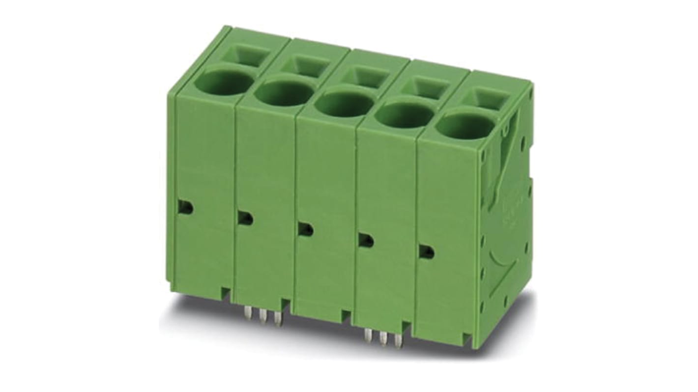 Phoenix Contact SPT 16/ 5-V-10.0-ZB Series PCB Terminal Block, 5-Contact, 10mm Pitch, Through Hole Mount, Spring Cage