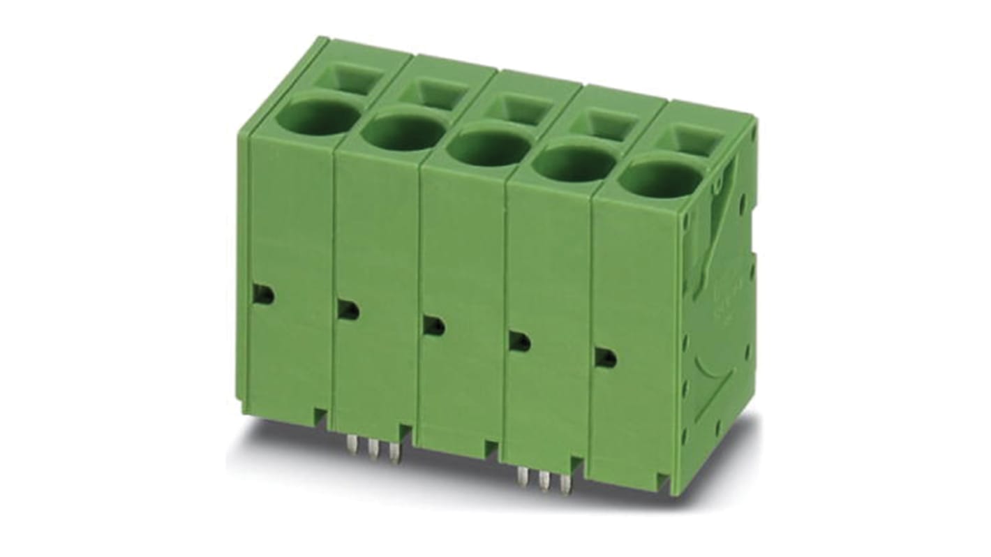 Phoenix Contact SPT 16/ 3-V-10.0-ZB Series PCB Terminal Block, 3-Contact, 10mm Pitch, Through Hole Mount, Spring Cage