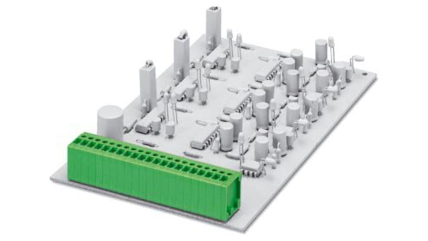 Borne para PCB Phoenix Contact de 3 vías, paso 3.81mm, 17.5A, de color Verde, montaje Montaje en orificio pasante,