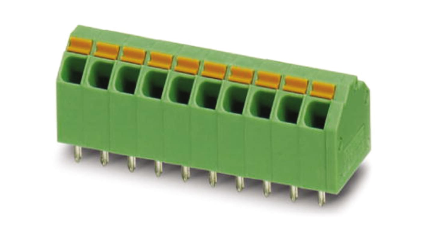 Phoenix Contact SPTA 1.5/4-3.81 Series PCB Terminal Block, 4-Contact, 3.81mm Pitch, Through Hole Mount, Spring Cage