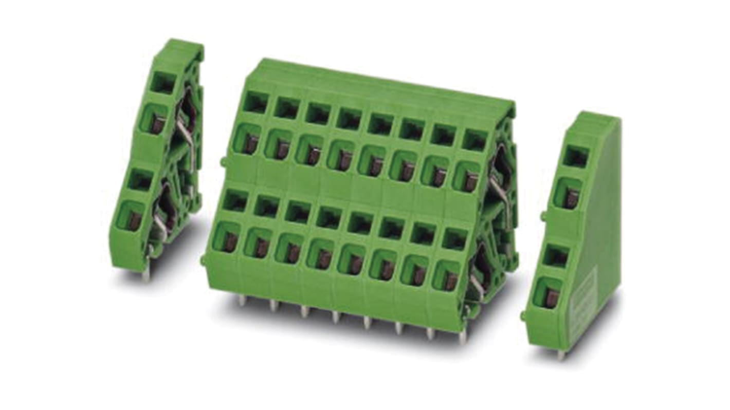 Phoenix Contact ZFKKDSA 2.5-5.08- 4 Series PCB Terminal Block, 4-Contact, 5.08mm Pitch, Through Hole Mount, Spring Cage