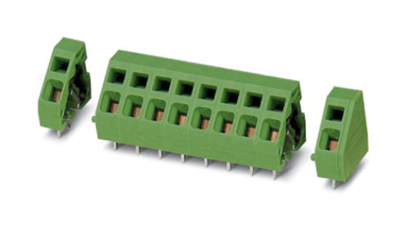 Phoenix Contact ZFKDSA 2.5-5.08-20 Series PCB Terminal Block, 20-Contact, 5.08mm Pitch, Spring Cage Termination