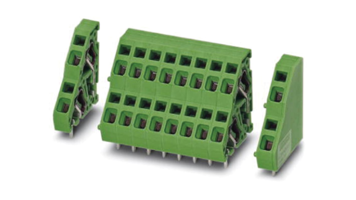 Phoenix Contact ZFKKDSA 2.5-5.08-22 Series PCB Terminal Block, 22-Contact, 5.08mm Pitch, Through Hole Mount, Spring