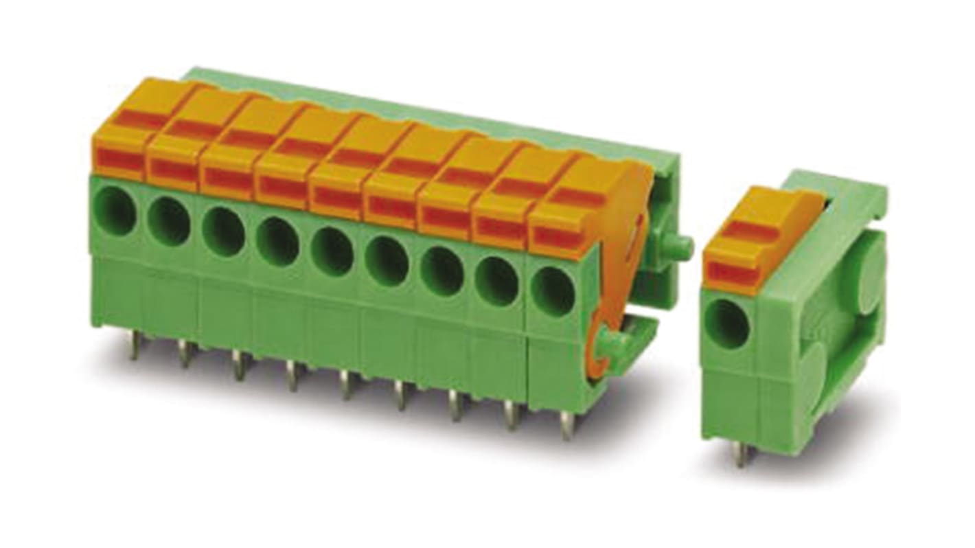 Phoenix Contact FFKDSA1/H-3.81- 5 Series PCB Terminal Block, 5-Contact, 3.81mm Pitch, Through Hole Mount, Spring Cage
