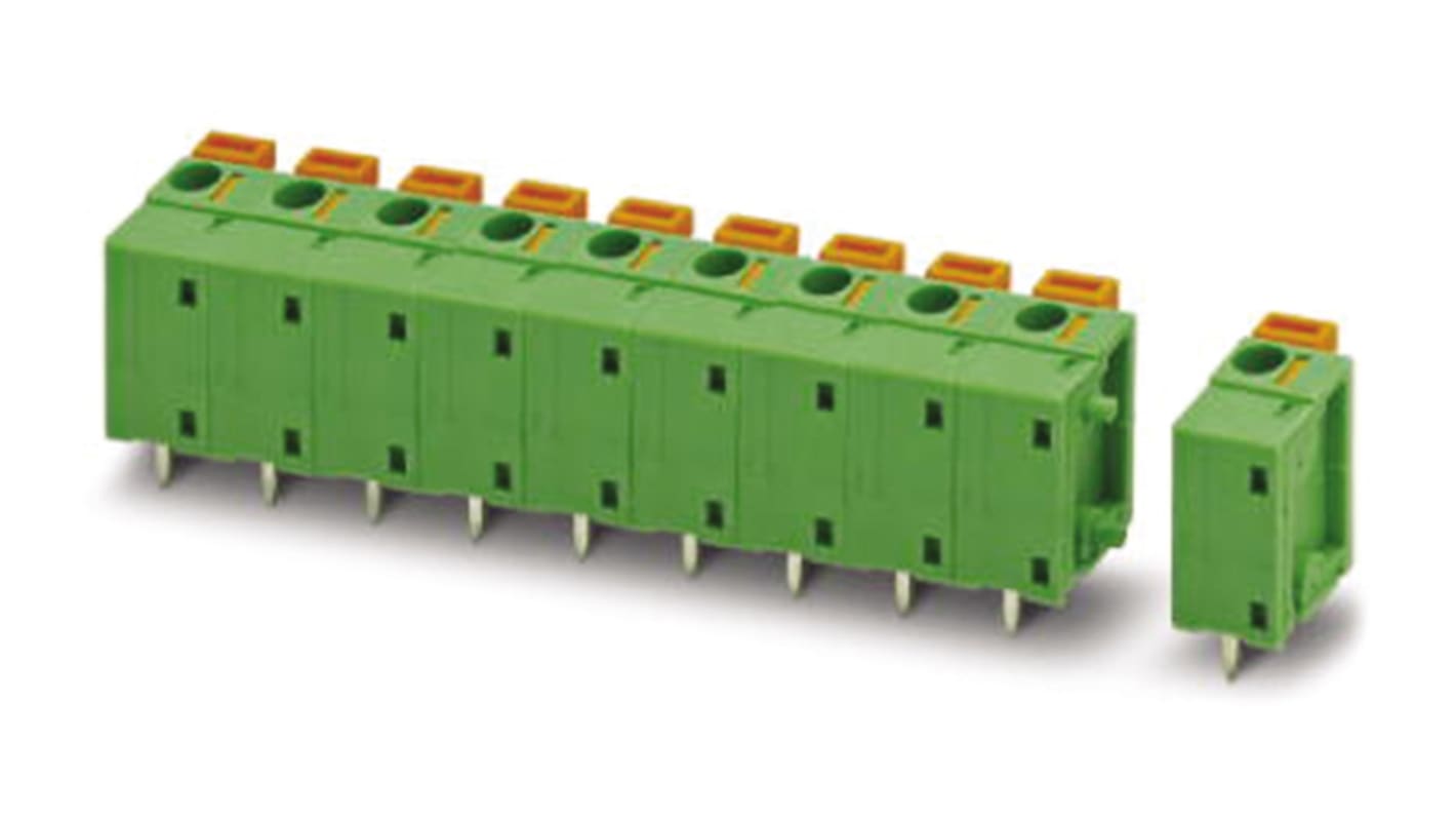 Phoenix Contact FFKDSA1/V1-7.62- 4 Series PCB Terminal Block, 4-Contact, 7.62mm Pitch, Through Hole Mount, Spring Cage