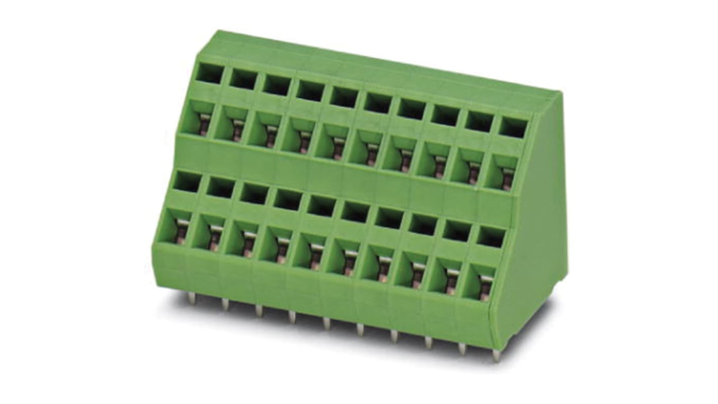 Phoenix Contact ZFKKDSA 1.5-5.08-20 Series PCB Terminal Block, 20-Contact, 5.08mm Pitch, Through Hole Mount, Spring