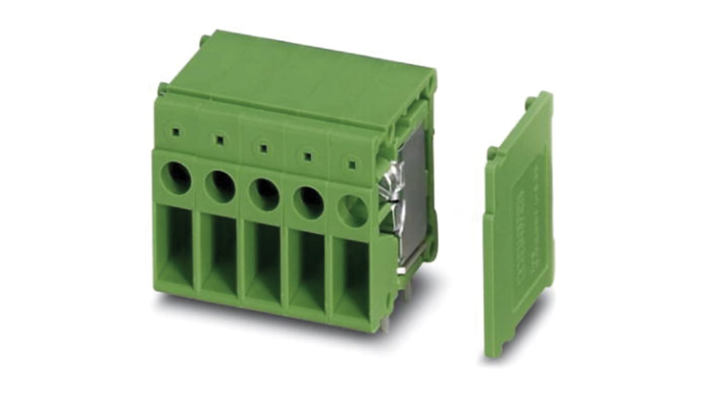 Phoenix Contact FRONT 4-H-6.35-3 Series PCB Terminal Block, 3-Contact, 6.35mm Pitch, Through Hole Mount, Screw