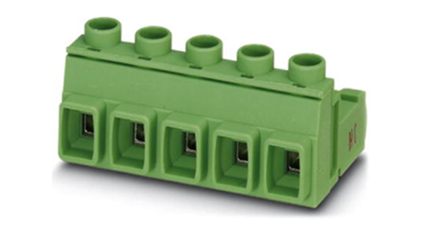 Borne enchufable para PCB Hembra Phoenix Contact de 7 vías, paso 7.62mm, 16A, de color Verde, terminación Tornillo