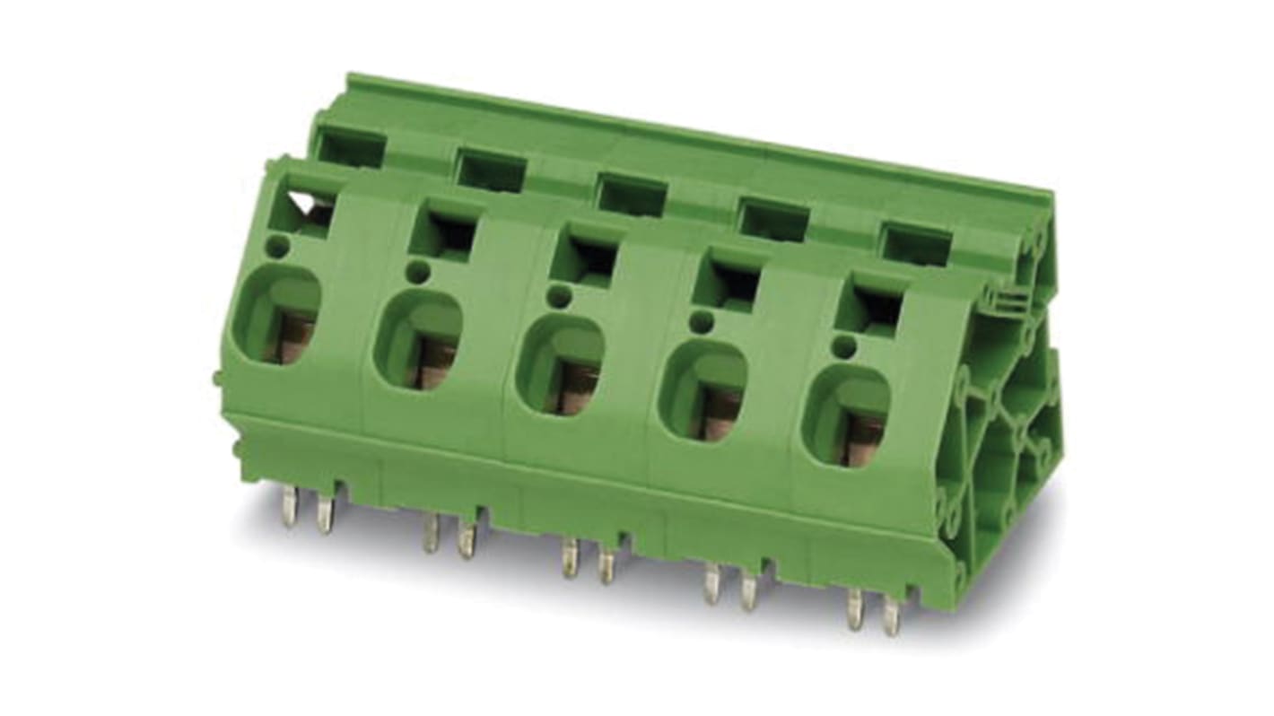 Phoenix Contact ZFKDS 10-15.00 Series PCB Terminal Block, 1-Contact, 15mm Pitch, Through Hole Mount, Spring Cage