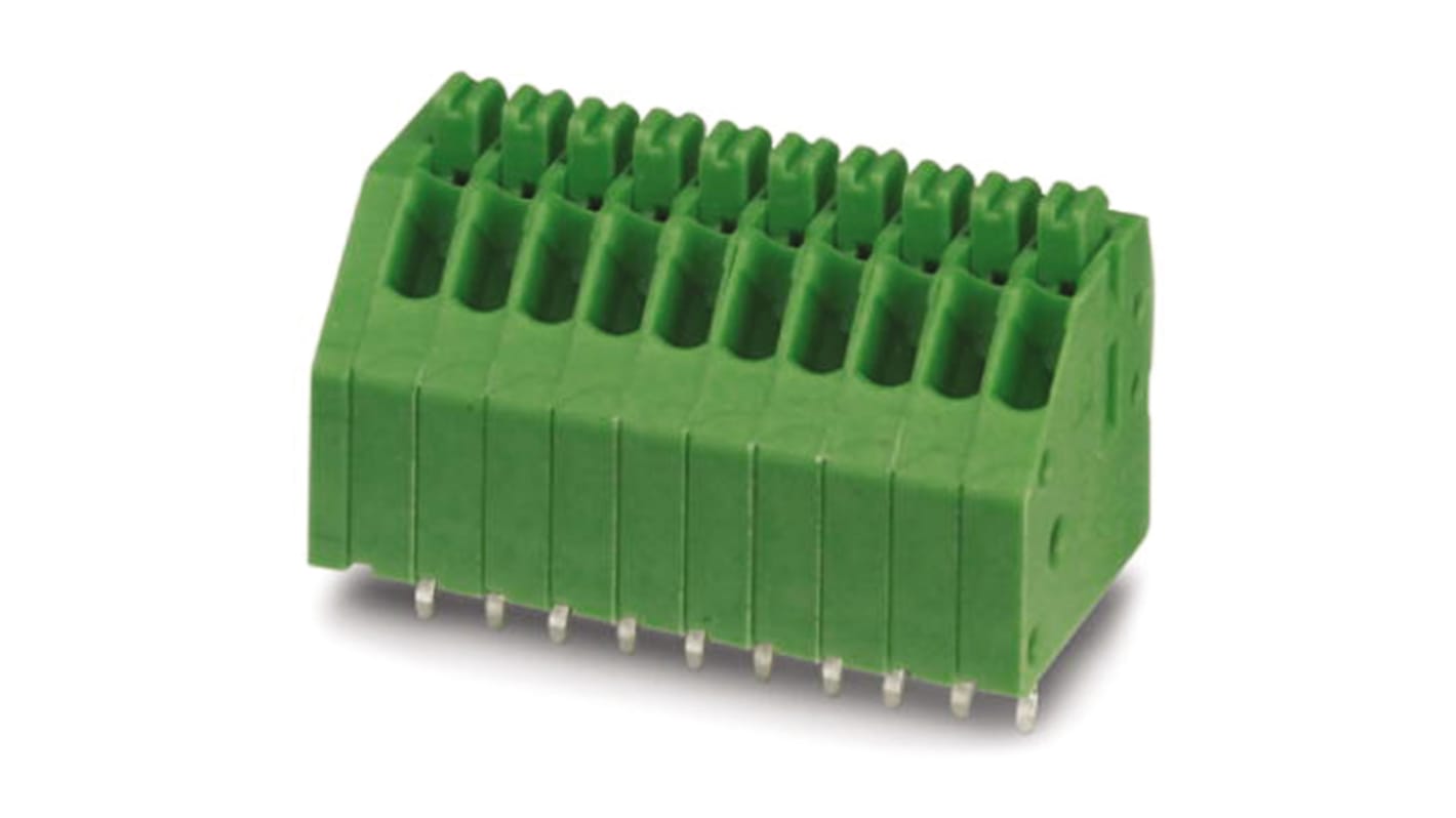 Phoenix Contact PTSA 0.5/17-2.5-F Series PCB Terminal Block, 17-Contact, 2.5mm Pitch, Through Hole Mount, Spring Cage