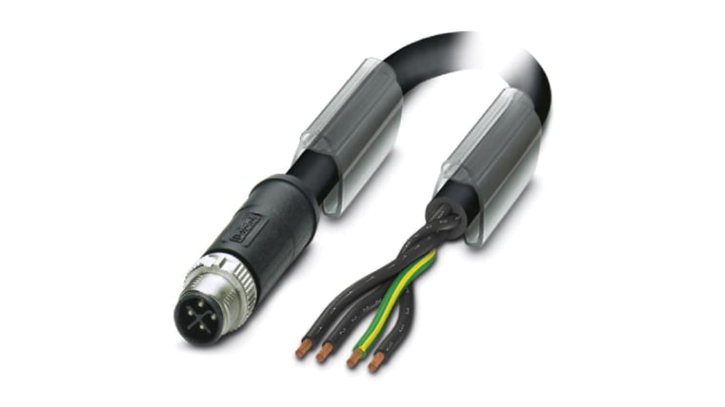 Cable de conexión Phoenix Contact, con. A M12 Macho, 4 polos, con. B Sin terminación, cod.: S, long. 1m, 630 V, 12 A,