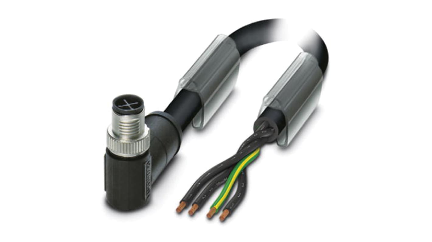 Cable de conexión Phoenix Contact, con. A M12 Macho, 4 polos, con. B Sin terminación, cod.: S, long. 5m, 630 V, 12 A,