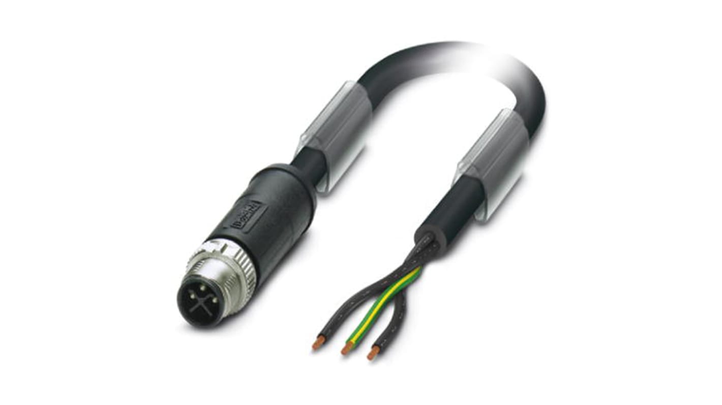 Cable de conexión Phoenix Contact, con. A M12 Macho, 3 polos, con. B Sin terminación, cod.: S, long. 5m, 230 V, 16 A,