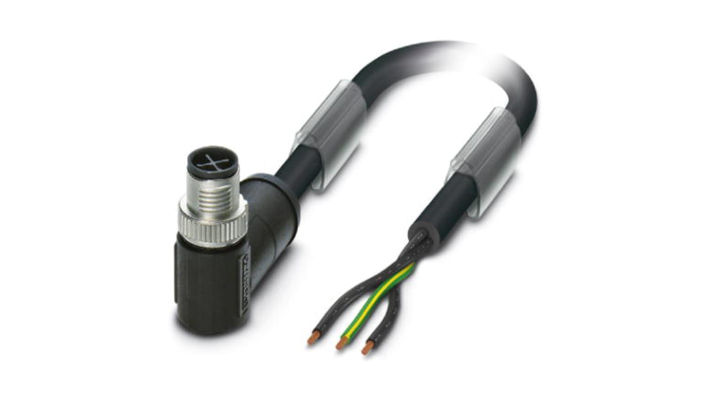 Cable de conexión Phoenix Contact, con. A M12 Macho, 3 polos, con. B Sin terminación, cod.: S, long. 2m, 230 V, 16 A,