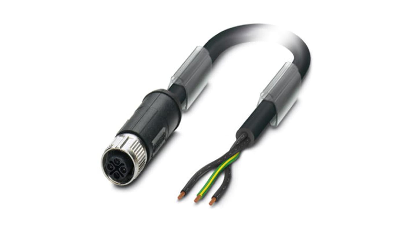 Cable de conexión Phoenix Contact, con. A M12 Hembra, 3 polos, con. B Sin terminación, cod.: S, long. 5m, 230 V, 16 A,