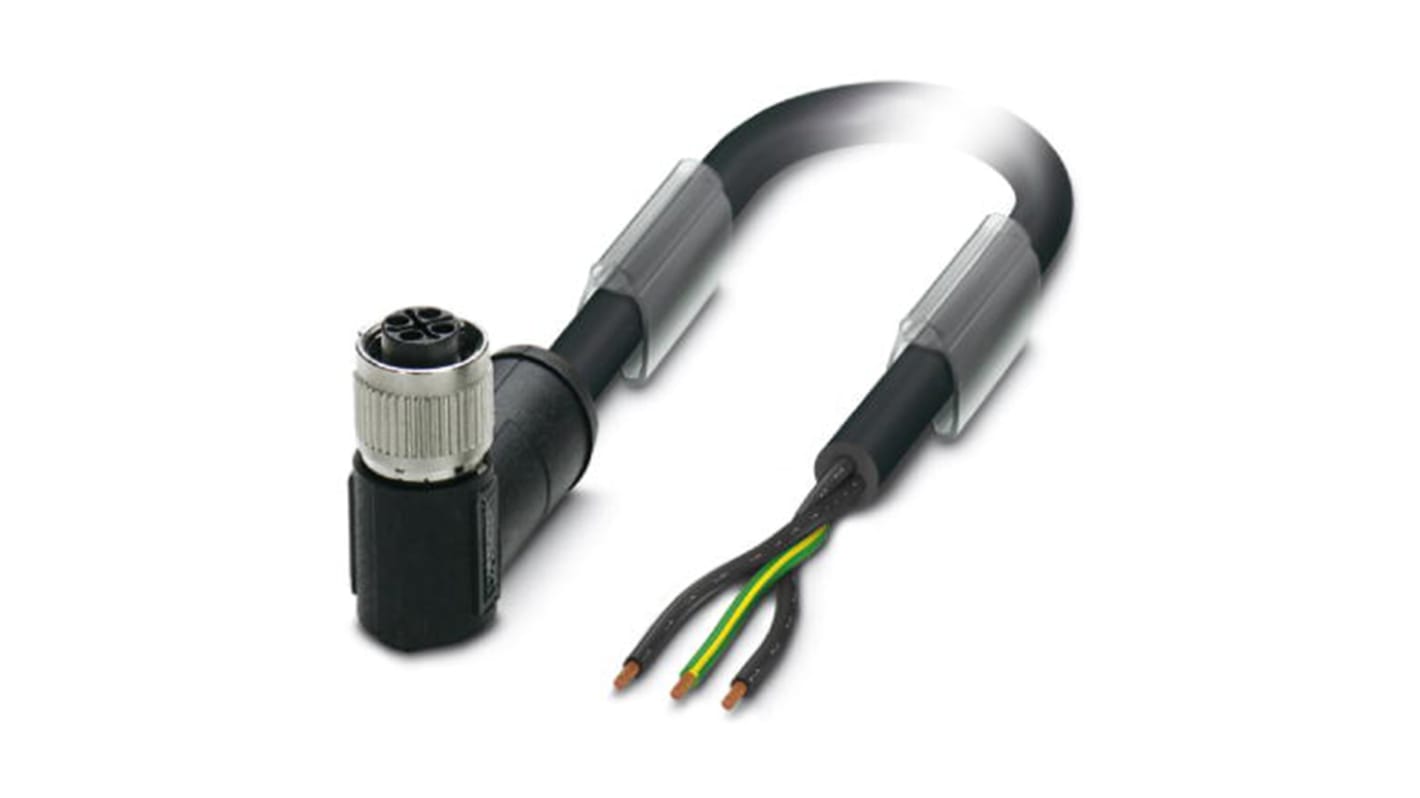 Cable de conexión Phoenix Contact, con. A M12 Hembra, 3 polos, con. B Sin terminación, cod.: S, long. 1m, 230 V, 16 A,