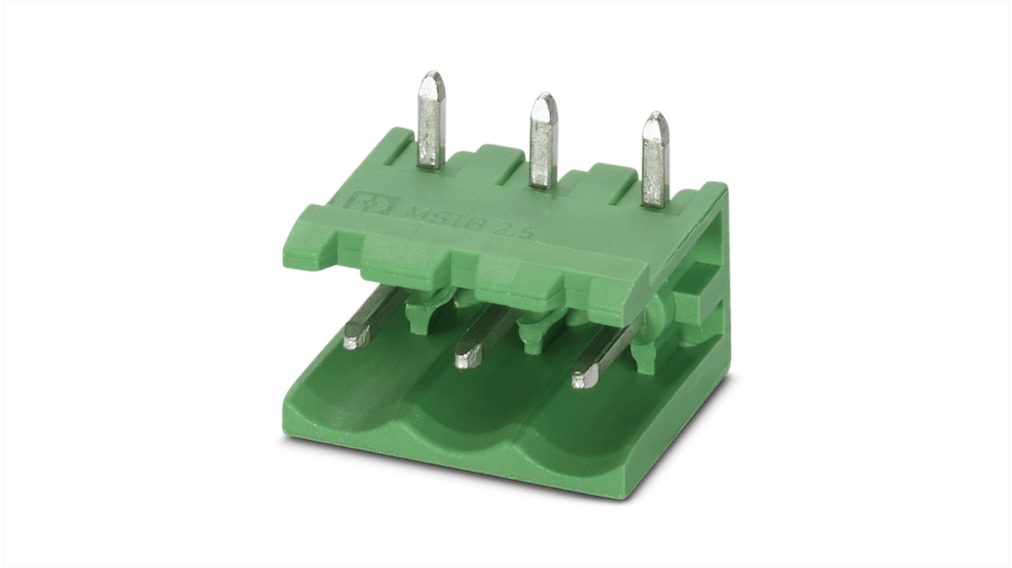 Conector macho para PCB Phoenix Contact serie MSTB 2.5/ 2-GU de 2 vías, paso 5.0mm, para soldar