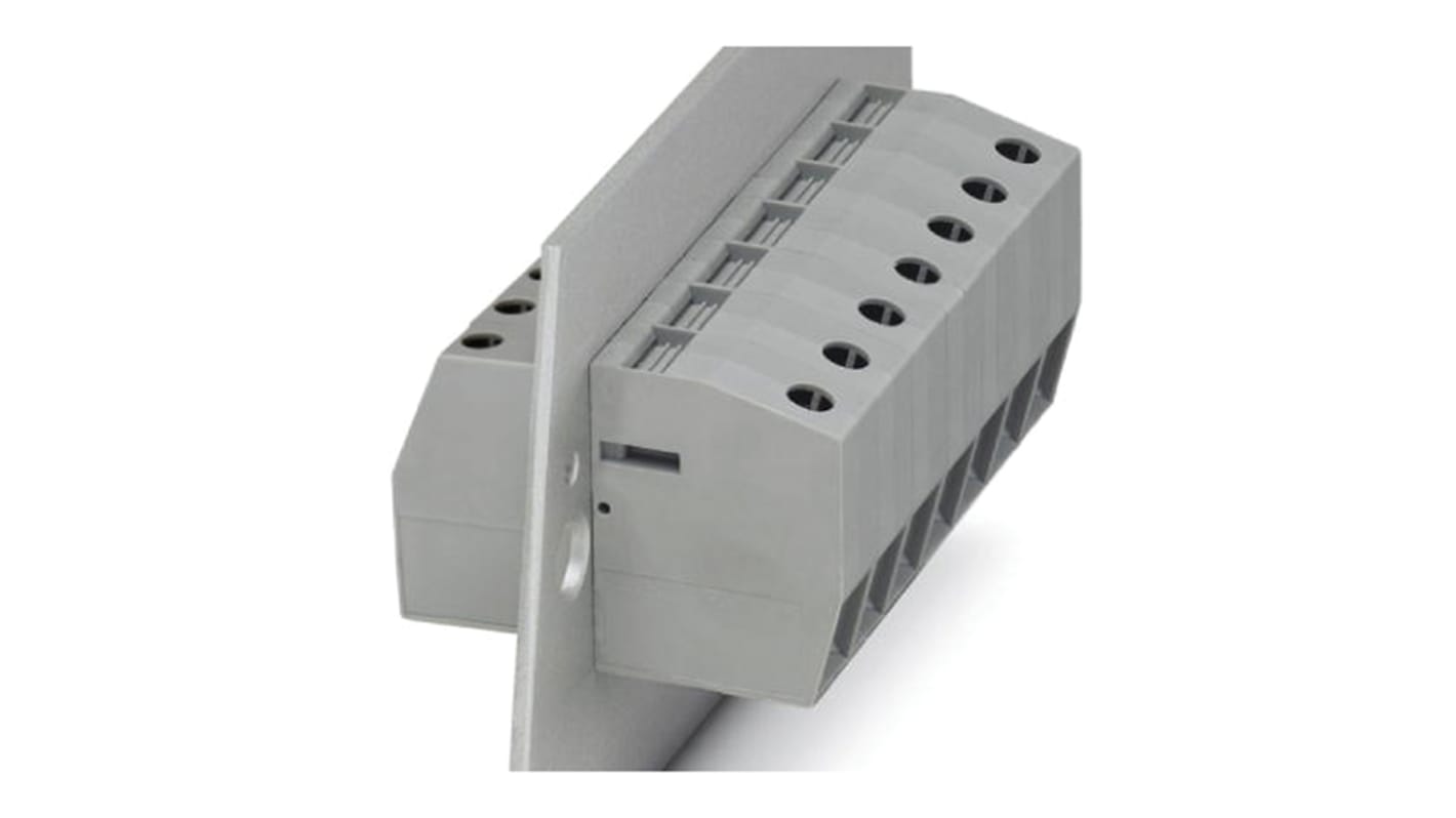 Phoenix Contact COMBICON Power Series HDFK 25 GNYE Feed Through Terminal Block, 125A, Screw Termination