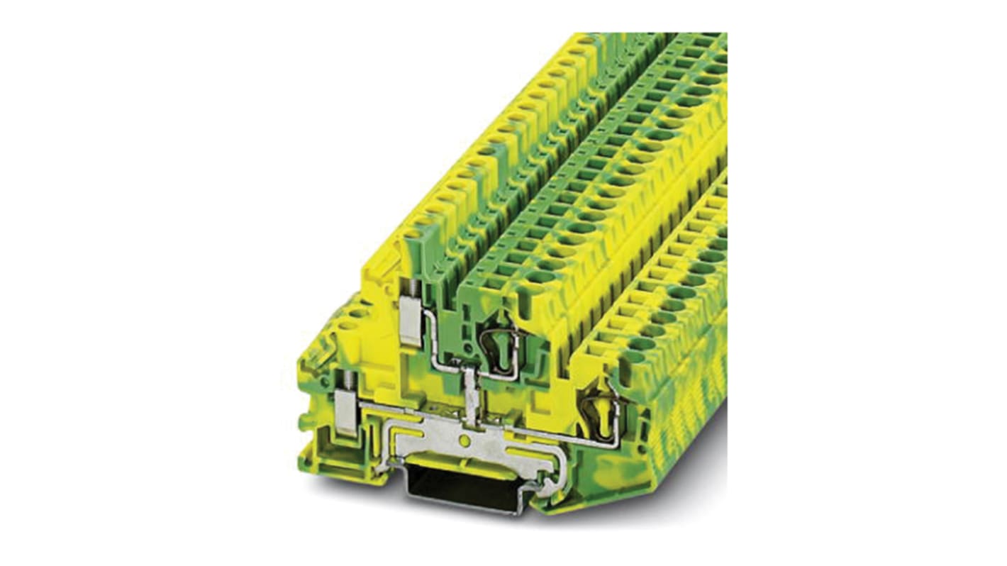 Phoenix Contact STTBU 4-PE Series Green, Yellow Double Level Terminal Block, Double-Level, Screw Termination