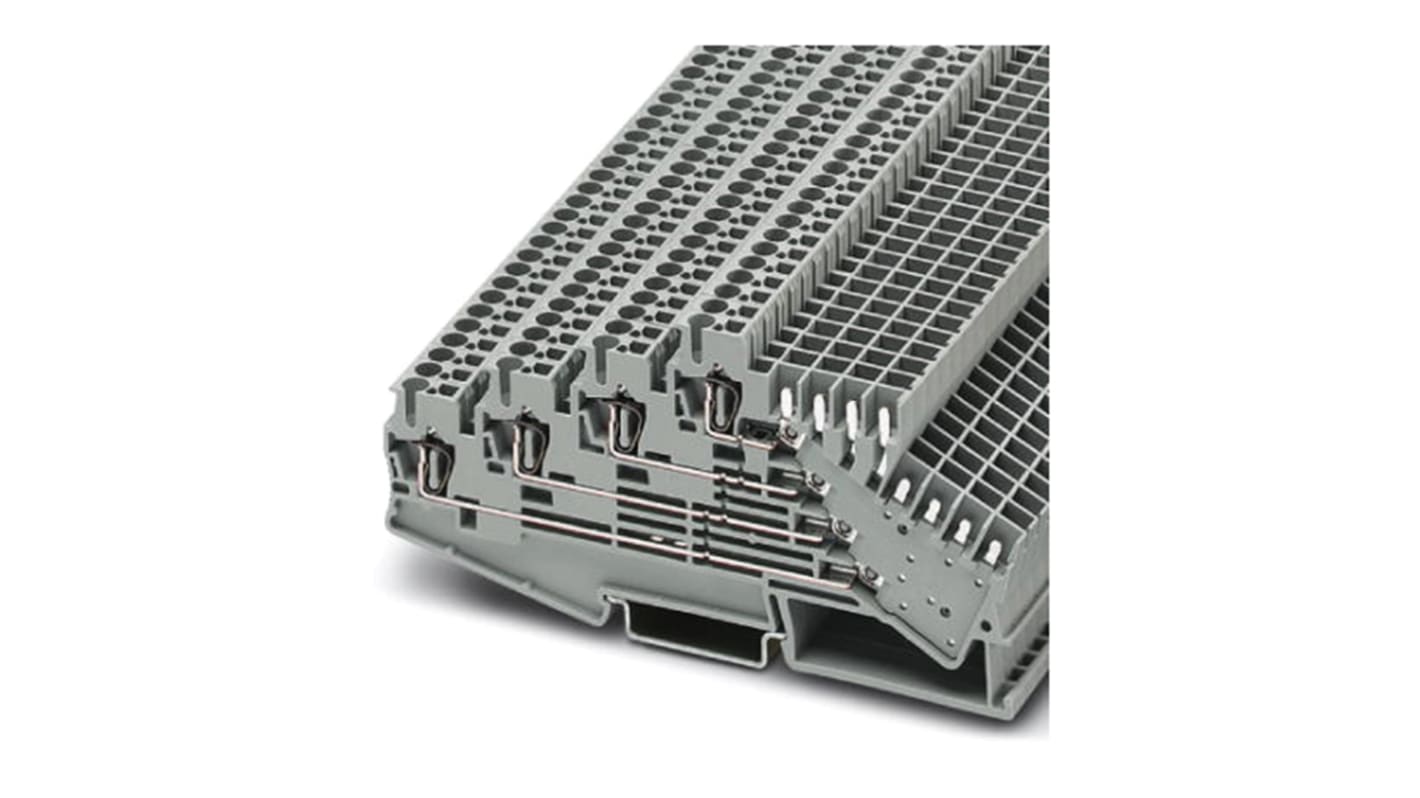 Phoenix Contact ST 2.5-4L/2P Series Grey Multi Level Terminal Block, Quadruple-Level, Spring Clamp Termination