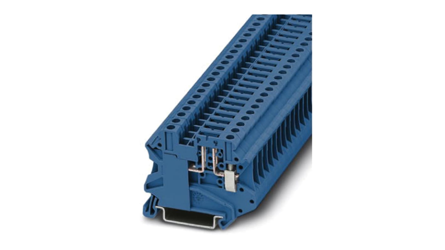 Phoenix Contact UT 4-TG-P/P BU Series Blue Disconnect Terminal Block, Single-Level, Screw Termination