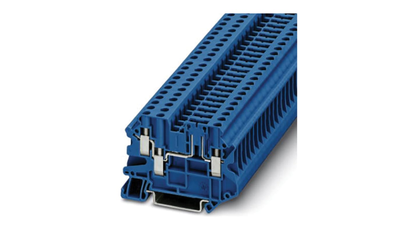 Phoenix Contact UT 4-TWIN-TG P/P BU Series Blue Disconnect Terminal Block, Single-Level, Screw Termination