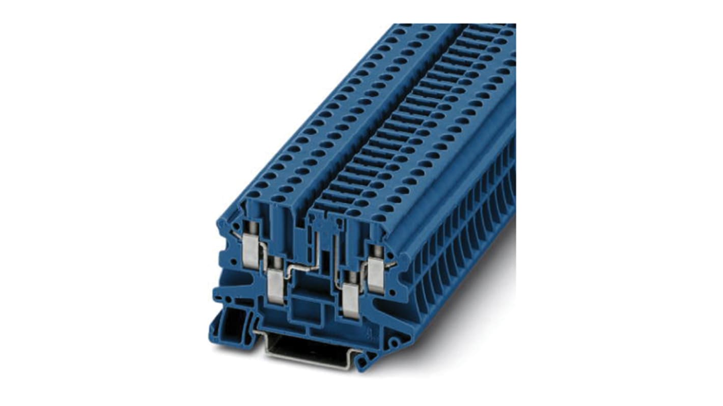 Phoenix Contact UT 4-QUATTRO-TG BU Series Blue Disconnect Terminal Block, Single-Level, Screw Termination