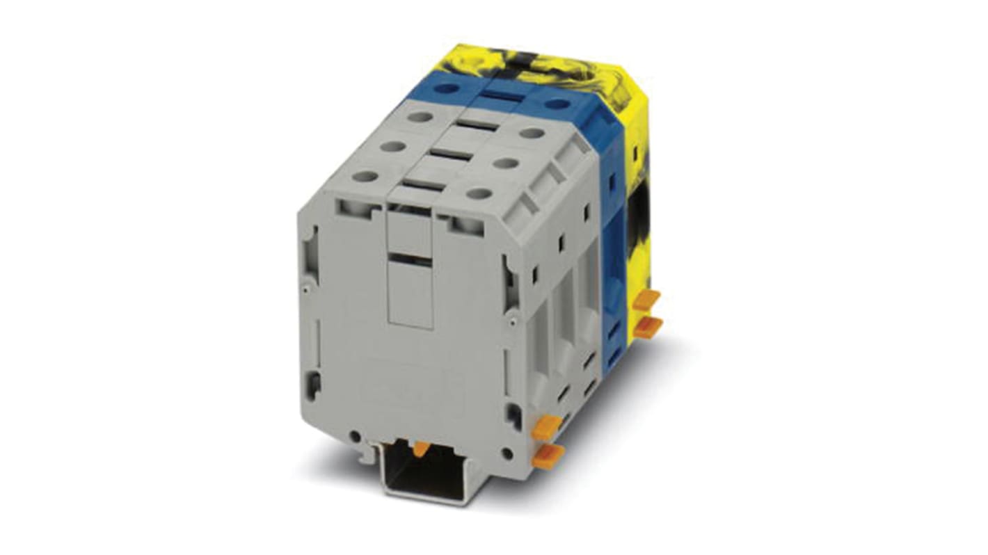 Phoenix Contact UKH70-3L/N/FE Series Black, Blue, Grey, Yellow High Current Connector, Single-Level, Screw Termination