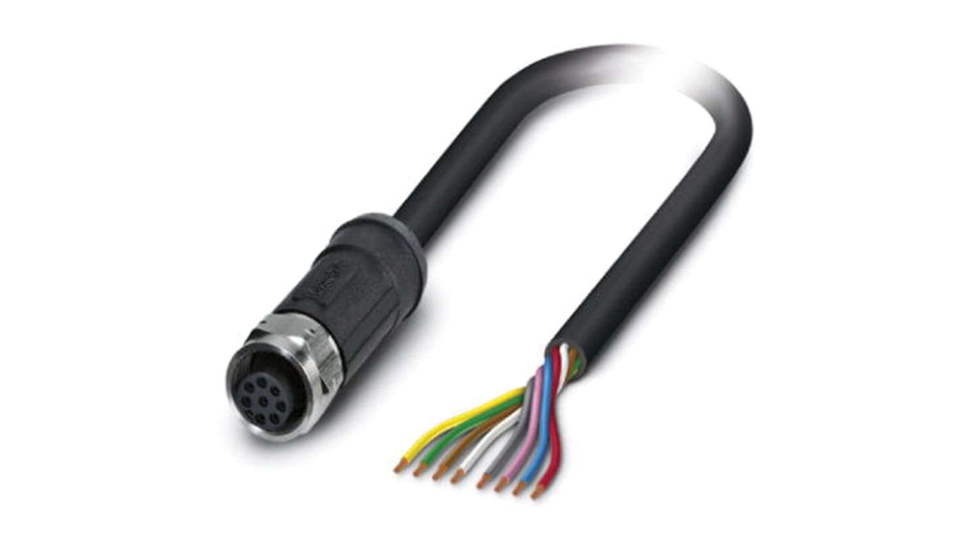 Cable de conexión Phoenix Contact, con. A M12 Hembra, 8 polos, cod.: A, long. 2m, 30 V, 2 A, IP65, IP67, IP68, IP69K
