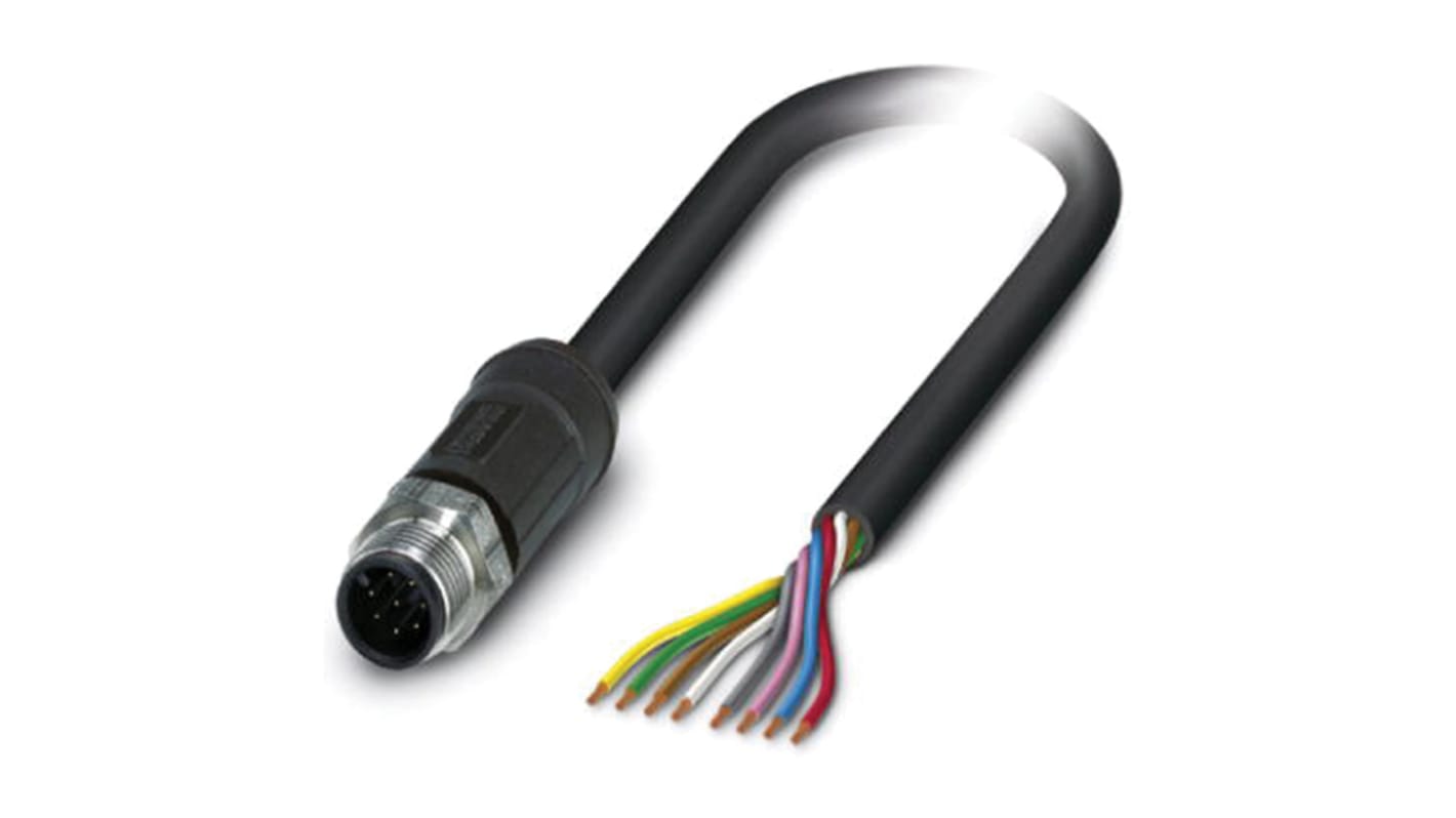 Cable de conexión Phoenix Contact, con. A M12 Macho, 8 polos, cod.: A, long. 2m, 30 V, 2 A, IP65, IP67, IP68, IP69K