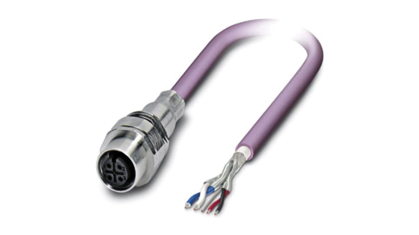 Phoenix Contact Straight Female 5 way M12 to Unterminated Bus Cable, 2m