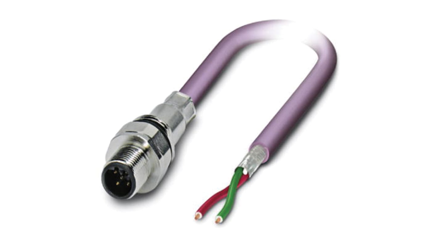 Cable de bus Phoenix Contact, con. A M12 Macho, 2 polos, long. 2m, 60 V, 4 A, IP67