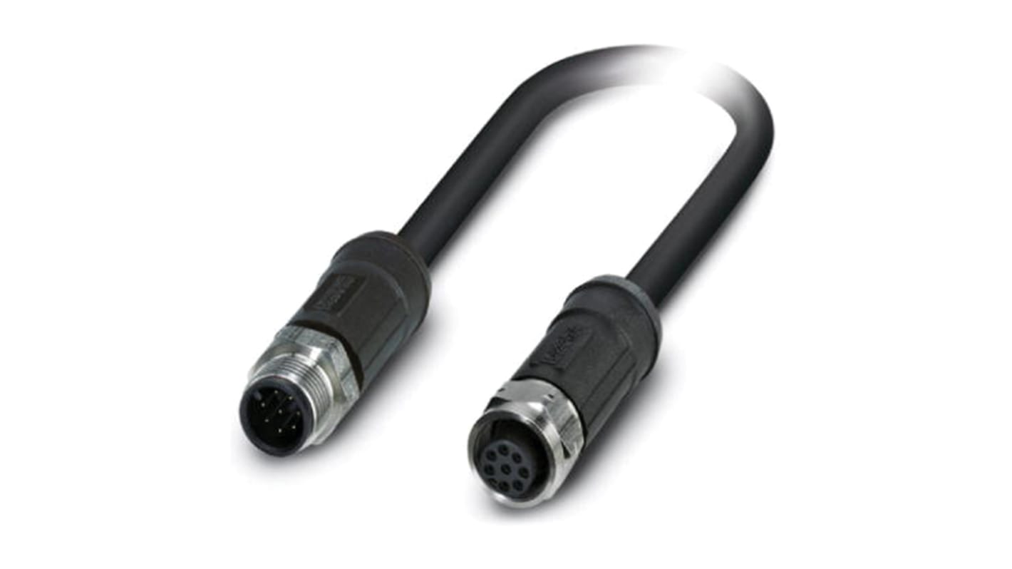 Cable de conexión Phoenix Contact, con. A M12 Macho, 8 polos, con. B M12 Hembra, 8 polos, cod.: A, long. 2m, 30 V,