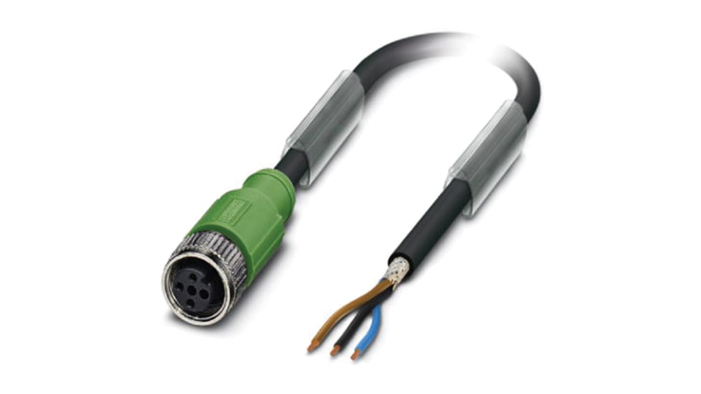 Cable de conexión Phoenix Contact, con. A M12 Hembra, 3 polos, cod.: A, long. 3m, 48 Vac, 60 Vdc, 4 A, IP65, IP67