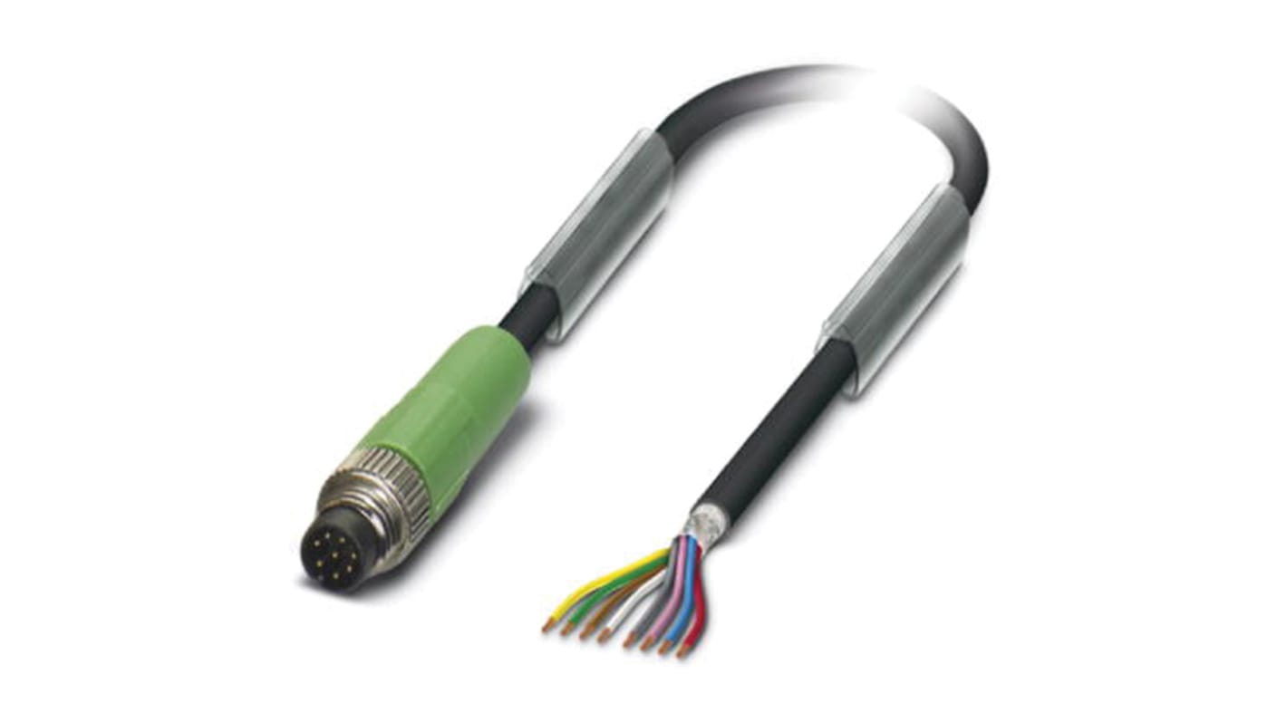 Cable de conexión Phoenix Contact, con. A M8 Macho, 8 polos, long. 3m, 30 V, 1,5 A, IP65, IP67