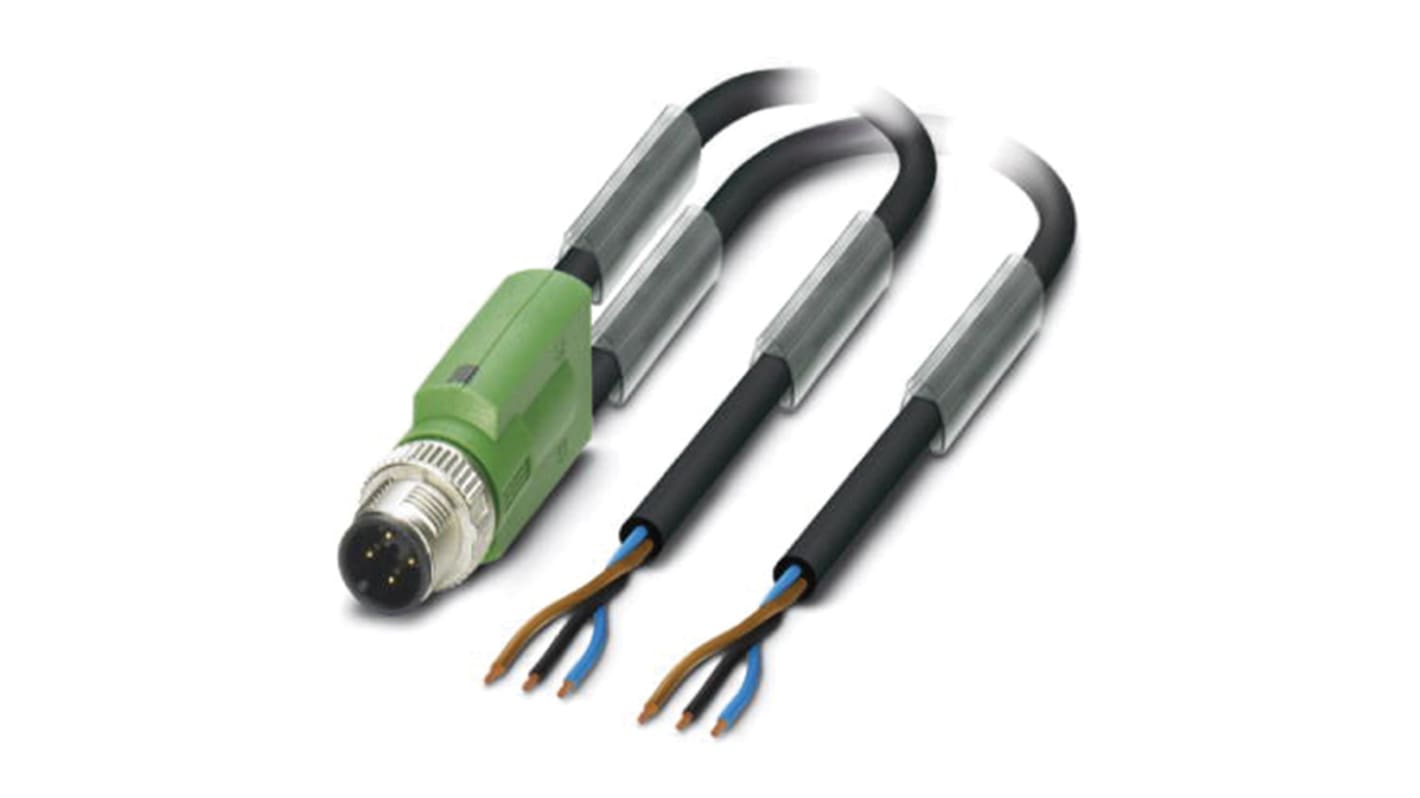 Cable de conexión Phoenix Contact, con. A M12 Macho, 3 polos, cod.: A, long. 3m, 250 V, 4 A, IP65, IP67, IP68