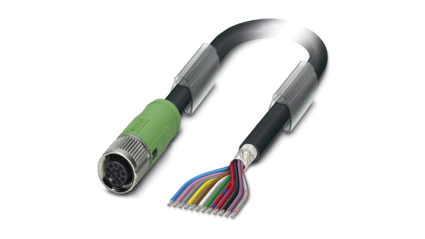 Cable de conexión Phoenix Contact, con. A M12 Hembra, 12 polos, cod.: A, long. 1.5m, 30 V, 1,5 A, IP65, IP67