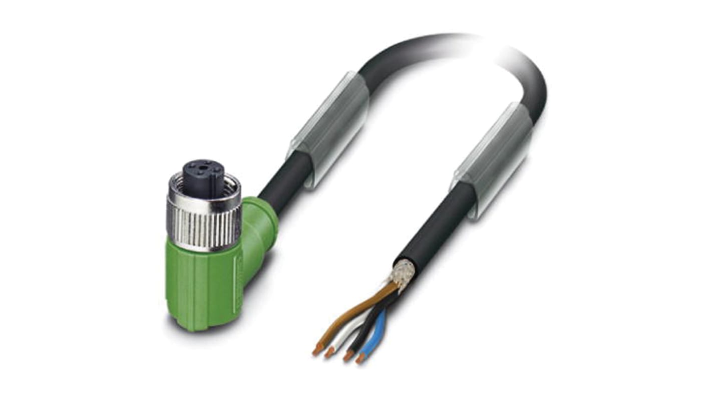 Cable de conexión Phoenix Contact, con. A M12 Hembra, 4 polos, cod.: A, long. 3m, 48 Vac, 60 Vdc, 4 A, IP65, IP67