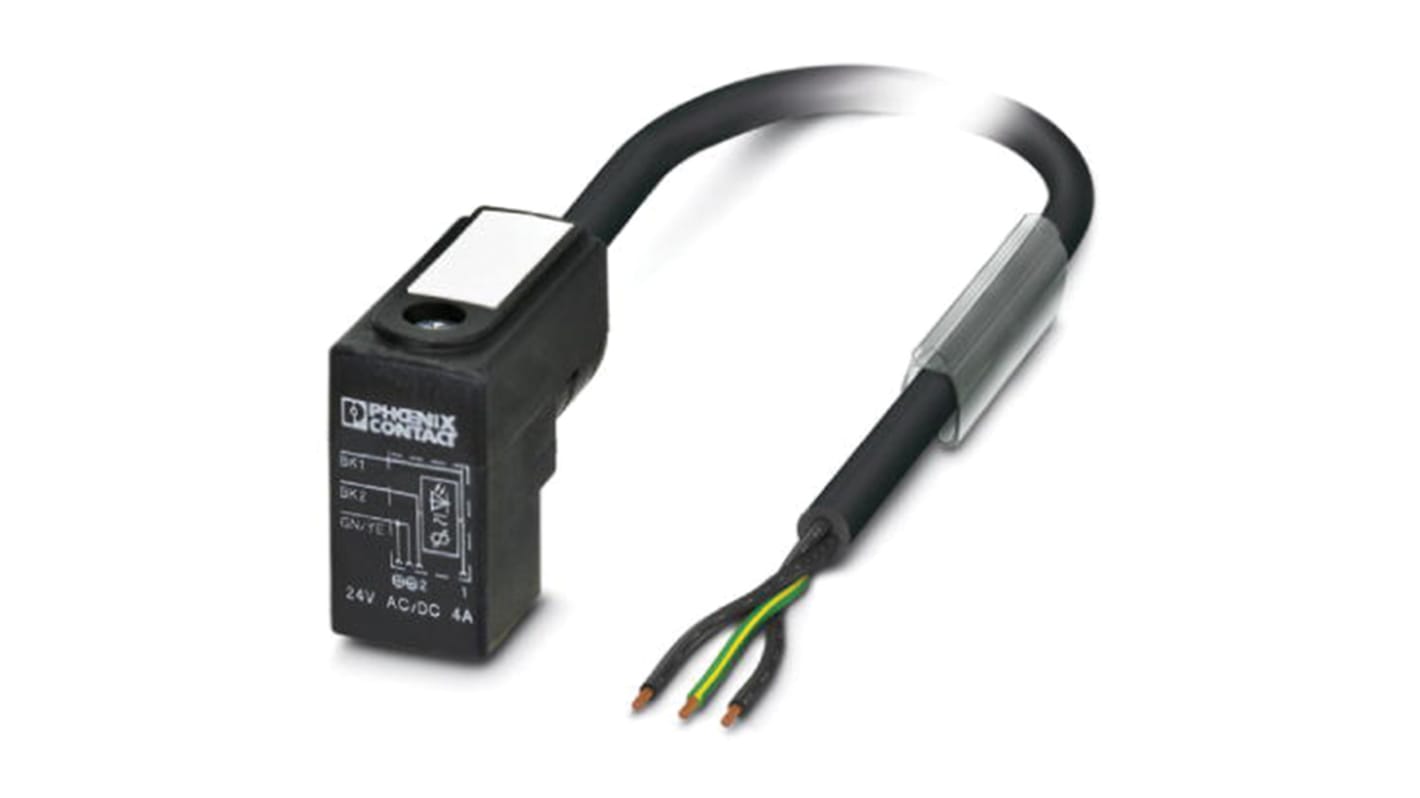 Phoenix Contact Male 3 way DIN 43650 Form C to Sensor Actuator Cable, 5m