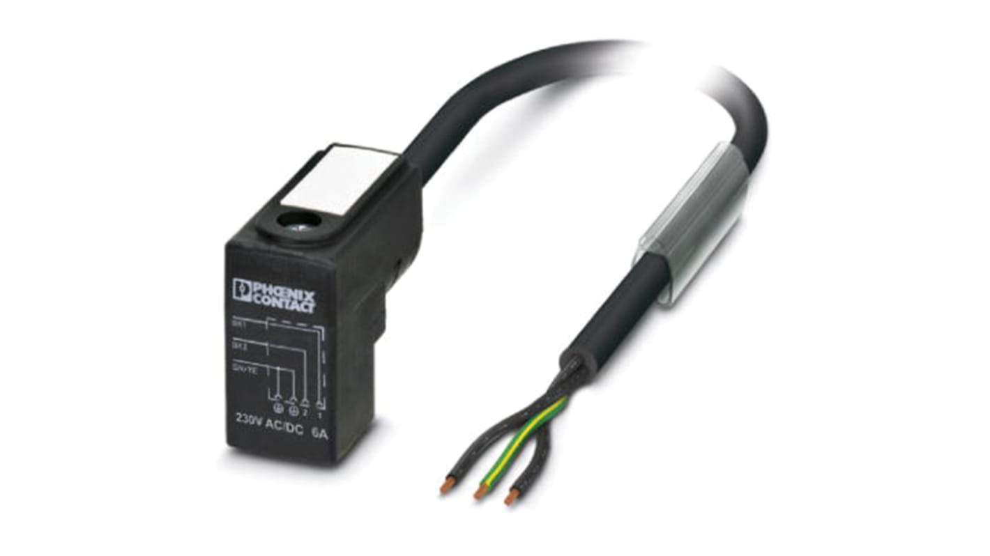 Cable de conexión Phoenix Contact, con. A DIN 43650 forma C Macho, 3 polos, long. 5m, 230 V, 6 A, IP65, IP67