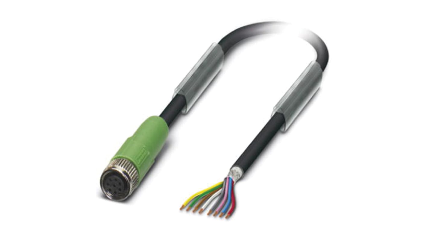 Cable de conexión Phoenix Contact, con. A M8 Hembra, 8 polos, long. 3m, 30 V, 1,5 A, IP65, IP67