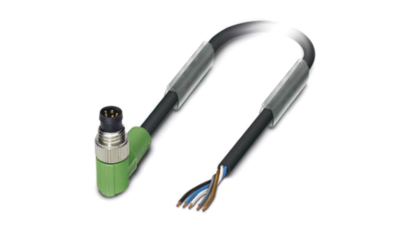 Cable de conexión Phoenix Contact, con. A M8 Macho, 5 polos, cod.: B, long. 5m, 30 V, 3 A, IP65, IP67, IP68