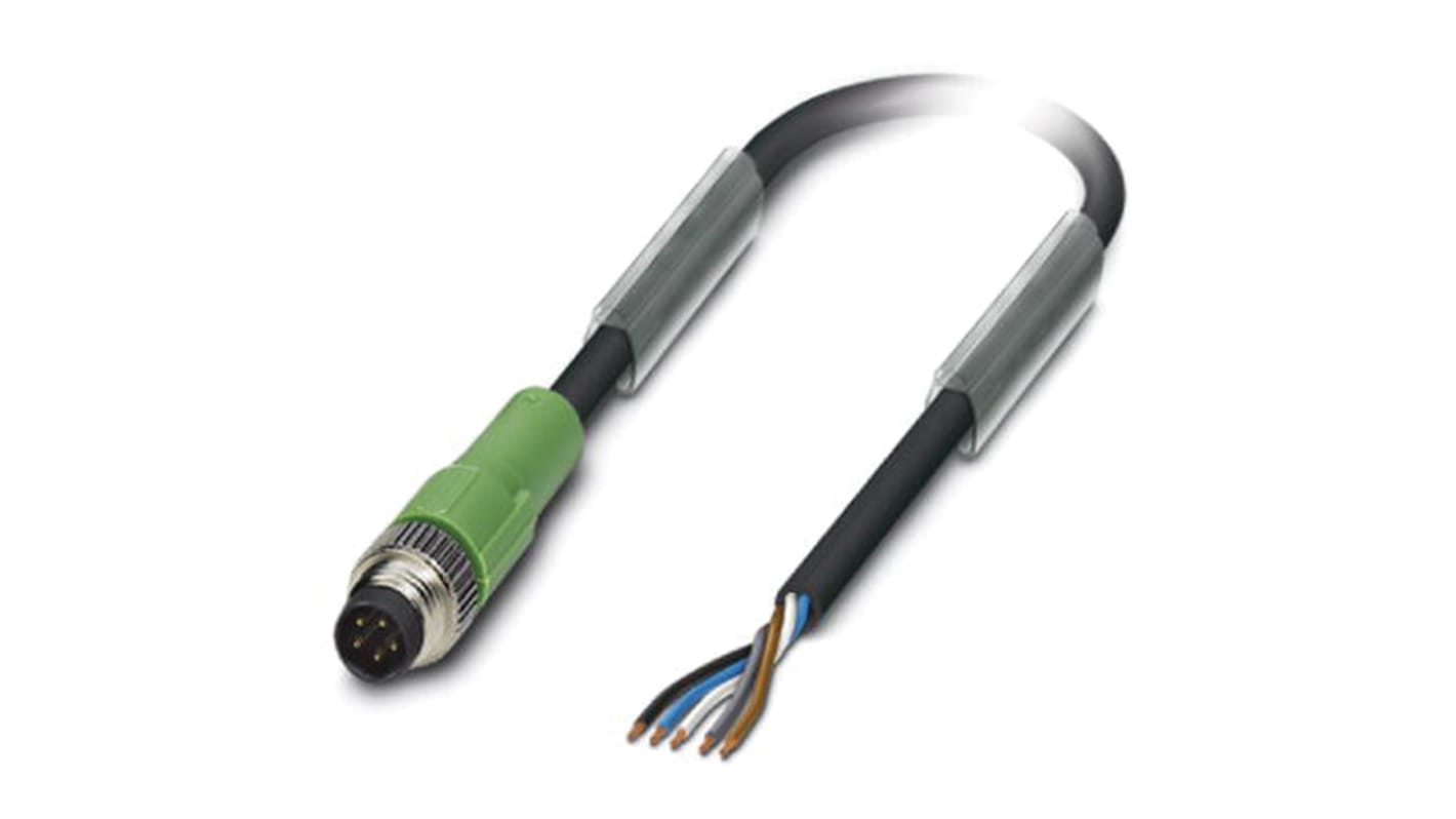 Cable de conexión Phoenix Contact, con. A M8 Macho, 5 polos, cod.: B, long. 5m, 30 V, 3 A, IP65, IP67, IP68