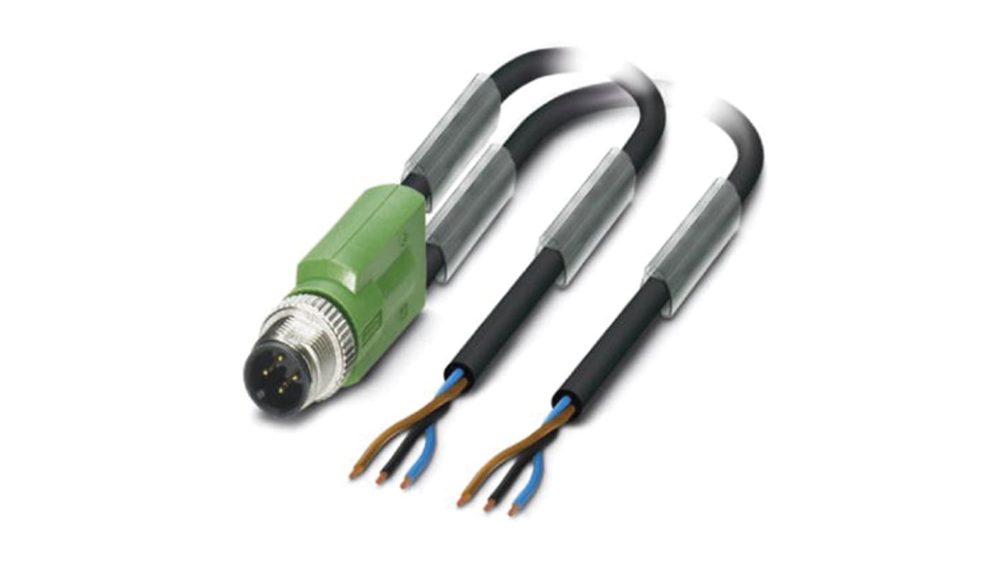 Cable de conexión Phoenix Contact, con. A M12 Macho, 3 polos, cod.: A, long. 3m, 250 V, 4 A, IP65, IP67, IP68