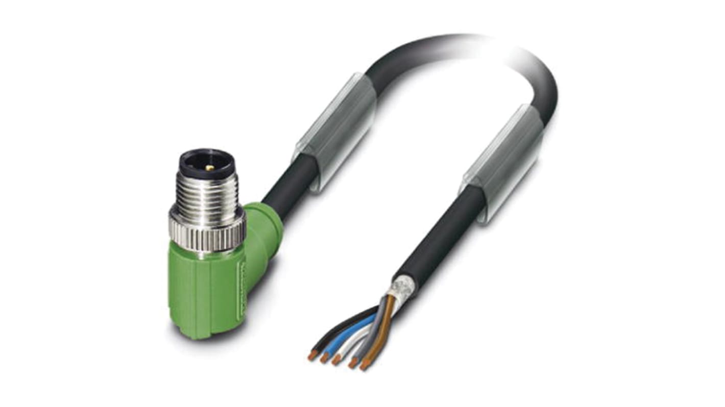 Cable de conexión Phoenix Contact, con. A M12 Macho, 5 polos, cod.: A, long. 3m, 48 Vac, 60 Vdc, 4 A, IP65, IP67